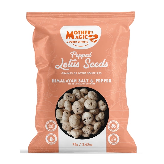 Mother's Magic Popped Lotus Seeds - Himalayan Salt & Pepper 75G