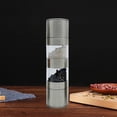 thumbnail image 2 of Manual Stainless Steel Condiment Grinder Adjustable Coarseness Pepper Mill, Dual Spice Dispenser for Kitchen, Refillable Seasoning Bottle, 2 of 9