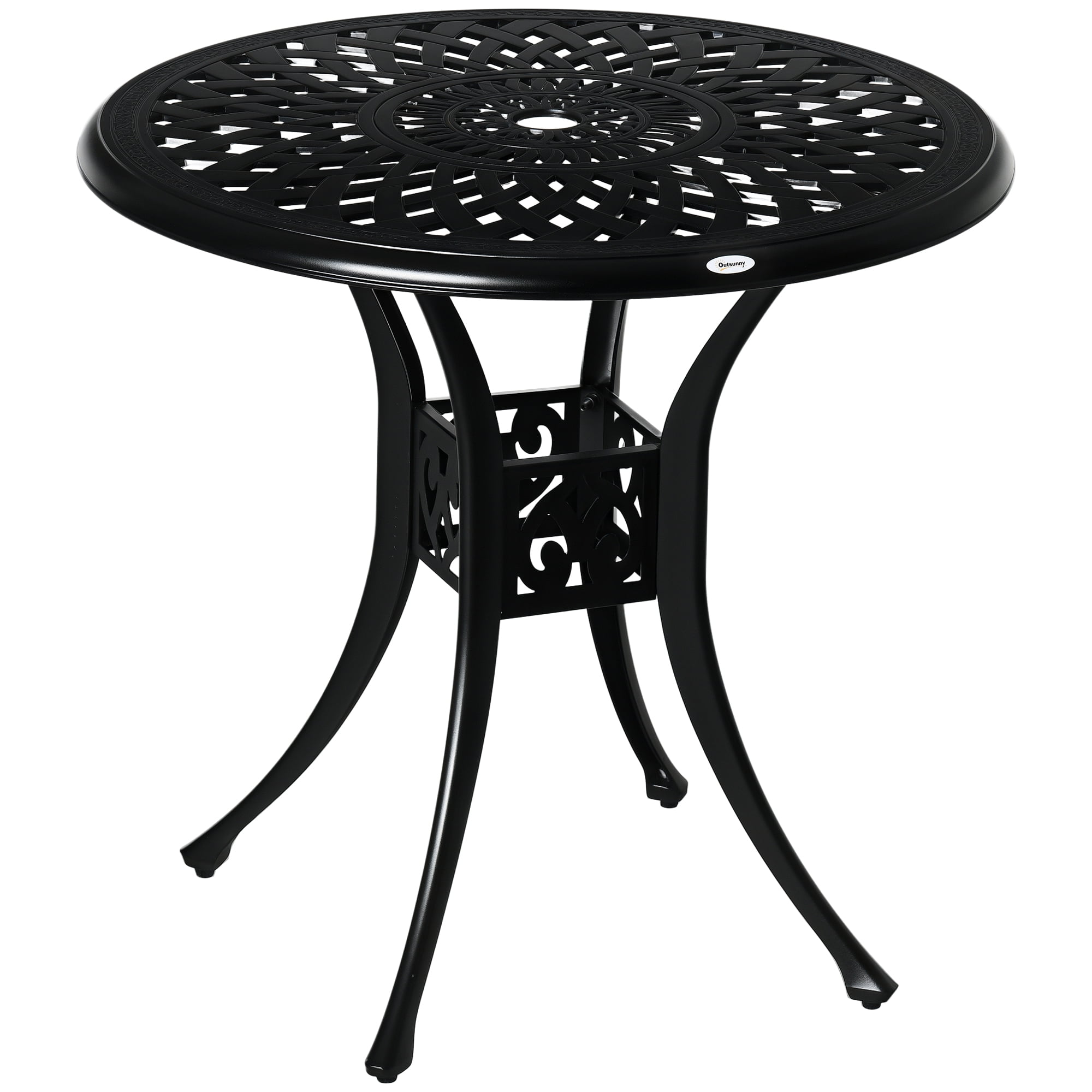 Outsunny 30-inch Round Patio Dining Table, Black