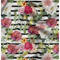 thumbnail image 1 of Soimoi White Poly Georgette Fabric Stripe & Grandiflora Roses Floral Print Sewing Fabric Yard 42 Inch Wide, 1 of 4