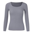 thumbnail image 4 of PMUYBHF Combinaison Chandail pour Femmes Couleur Unie Col en U Tricot Col Roulé Hauts S, 4 of 5