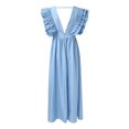 thumbnail image 5 of Ketyyh-chn99 Robes Formelles pour Femmes Robe de Mariage Robe Midi à Fleurs Robe de Soirée Vintage Élégante pour Dames Robe de Cocktail Bleu,2TG, 5 of 5