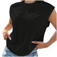 thumbnail image 1 of AherBiu Hauts d'Été pour Femmes à Manches Cap, Haut Basique, T-Shirts, Chemises, Confortable, Couleur Unie, Blouse à Col Rond, 1 of 6