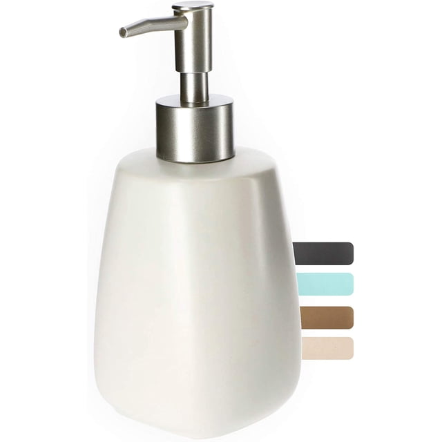 Soap Dispenser with Pump, Ceramic Lotion Dispenser, Matte Finish, Liquid Soap Dispenser, Detergent Dispenser (White)
