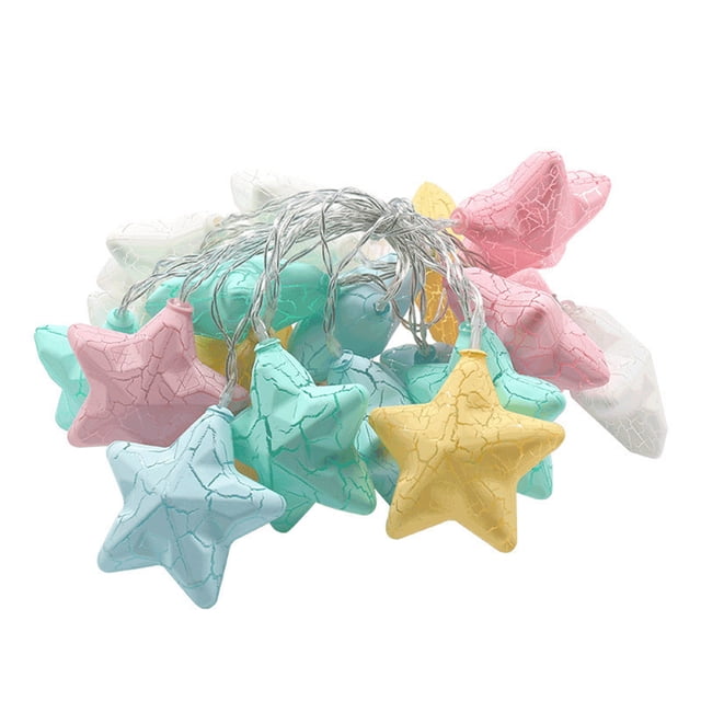 Battery Operated Star String Lights, Crackle Star Lights, Holiday Room Party Patio Decoration, Two Lighting Modes, Battery Powered Decor