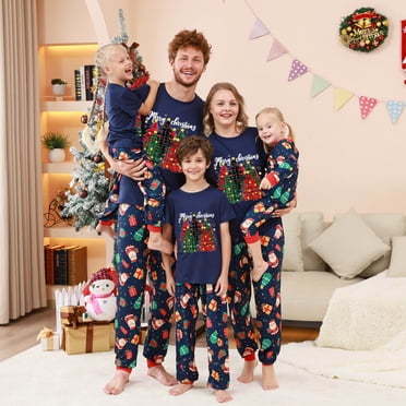 Styesk Tenues Assorties pour la Famille Pyjamas de Noël Ensemble Doux Chandail à Manches Longues Bas Pantalon de Pyjama Tenue de Nuit des Fêtes Tenues Xmas Carreaux Ensembles de Pjs pour Femmes Hommes
