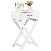 Giantex Modern Versatile Nightstands, Giantex X-Design Accent End Table, Night Stand Storage Shelf with Bin Drawer for Living Room Bedroom