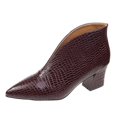 thumbnail image 1 of Kcodviy Autumn Women Boots Chunky Boots Socks for Women High Heel Mid Heel Print Boots for Women Booties Wide Width Solid Color Pointed Toe Flat Boots for Women Comfortable Slip on, 1 of 6