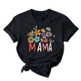 thumbnail image 2 of Meichang Mama Chemises pour Femmes Rétro à Fleurs Mama à Lettres Imprimées T-Shirt Fête des Mères Manches Courtes Col Rond T-Shirt Graphique Maman T-Shirt Décontracté Hauts, 2 of 7