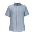 thumbnail image 3 of TIMIFIS Men's T-Shirts Classic Casual Linen Short Sleeve Tee Summer Casual Solid Color Button Up Closure Shirts, 3 of 4