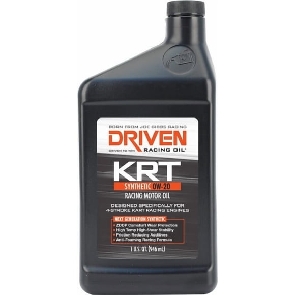 Driven Racing Oil Joe Gibbs Oil 03406 4 Stroke Karting KRT; SAE 0W-20; Synthetic; 1 Quart Bottle; Single; Kart Racing Oil
