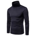 thumbnail image 2 of Men Casual Solid Turtleneck Long Sleeve Blouse Pullover Base Shirt Blouse, 2 of 9
