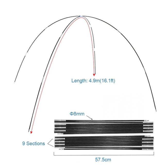 Fiberglass Camping Tent Pole Bars Outdoor Support Rods Awning Frames Kit