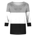 thumbnail image 4 of CEHVOM T-shirt Mode Imprimé pour Femmes Manches 3/4 Blouse Col Rond Hauts Décontractés Liquidation, 4 of 5