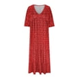 thumbnail image 4 of Robe d'Été pour Femmes 2024 Mode Grande Taille Robe Décontractée Col en V Manches 3/4 Ample Coton Fluide Bohème Robes Soleil Rabais de 50 % Liquidation!, 4 of 6