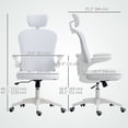 thumbnail image 3 of Vinsetto Chaise de Bureau en Maille avec Soutien Lombaire 4D, Appuie-Tête Ajustable, Blanc, 3 of 10