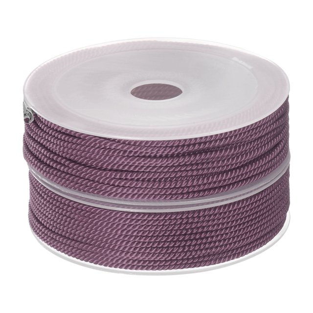 Unique Bargains 2 Pack Twisted Nylon Twine Thread Beading Cord 2mm 13M/43 Feet Extra Strong Braided Nylon String, Metallic Pink