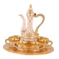 thumbnail image 3 of European Set Metal Glass Jug Set Serveware Antique Turkish Set Vintage Aureate White, 3 of 9