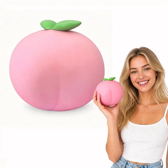 Pink Peach Squishy, Peach Squishies Slow Rising Stress Relief Toy, Realistic Peach Shaped Fruit Squeezable Balls, Fidget Stress Relief Realistic Fruit Squeeze Toy, Sensory Squishy Hand Toys