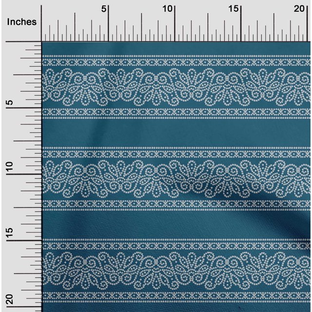 oneOone Tissu Flex Coton Bleu Sarcelle Floral Bandhani Matériel de Robe Tissu Imprimé Tissu au Mètre 40 Pouces de Large