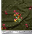 thumbnail image 1 of Soimoi Modal Satin Fabric Dot,Leaves & Periwinkle Floral Decor Fabric Printed Yard 42 Inch Wide, 1 of 3