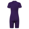 thumbnail image 3 of Aislor Kids Big Girls Zippered Swimsuit Swimwear Bathing Suit Rash Guard Shorty Sun Protection Wetsuit Purple 16, 3 of 7