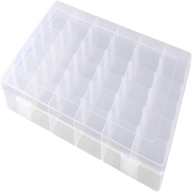 LNGOOR Plastic Organizer Bead Storage Box with Compartments Containers with Movable Dividers for Small Earring Jewelry Craft Sewing Supplies 36 Grid 1 Pack