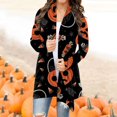 thumbnail image 1 of Women‘s Halloween Cardigan Sweater Skull Pumpkin Print Pattern Long Cardigans Sweater Coats Tops Ginger M, 1 of 5