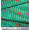 thumbnail image 2 of Soimoi Green Heavy Canvas Fabric Bow & Stripe Decor Fabric Printed Yard 58 Inch Wide, 2 of 5