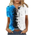 thumbnail image 1 of Cameland T-Shirt à Manches Courtes Décontracté d'Été pour Femmes, à Boutons, Col Rond, Chandail Blouse Hauts, 1 of 5