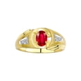 thumbnail image 1 of RYLOS Men's Rings 14K Yellow Gold Rings Classic Designer Style 7X5MM Oval Gemstone &  Sparkling Diamond Ring Ruby July Birthstone Rings For Men Size 8, 1 of 7