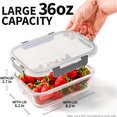 thumbnail image 2 of 5-Pack Borosilicate Glass Meal Prep Containers (36oz) - Airtight Lids, Stackable, Microwave/Oven/Freezer/Dishwasher Safe (4.5 Cup), 2 of 8