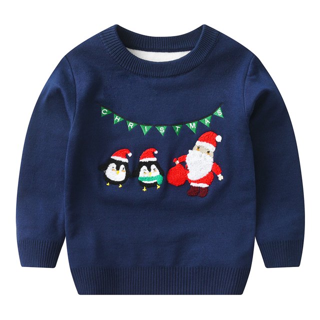 QUDDERR Chandails pour Enfants Garçons Filles 1-6 Ans Bébé Tricot de Noël Pull Automne Hiver Col Rond pour Tout-Petit