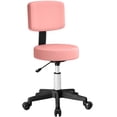 thumbnail image 1 of HOMCOM Rolling Stool with Wheels, Swivel Stool with Back Support, Pink, 1 of 10