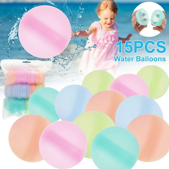 EASTIN 15PCS Water Balloons Reusable Water Splash Ball Silicone Summer Water Toy Self Sealing Water Fight Balloons Soft Water Game Beach Toy Quick Fill for Boys Girls Adults