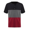 thumbnail image 4 of Men's Color Block Short Sleeve T-Shirt Henley Neck Slim Fit Tee Shirts Wine M, 4 of 6
