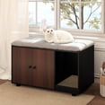 thumbnail image 2 of Costway Wooden Cat Litter Box Enclosure, Hidden Litter Box Furniture with Scratching Board Black, 2 of 10