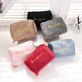 thumbnail image 2 of Women Cosmetic Bag Letters Embroidered Smooth Zipper Good Touch Velvet Korean Style Makeup Organizer Beauty Case for Home, 2 of 10
