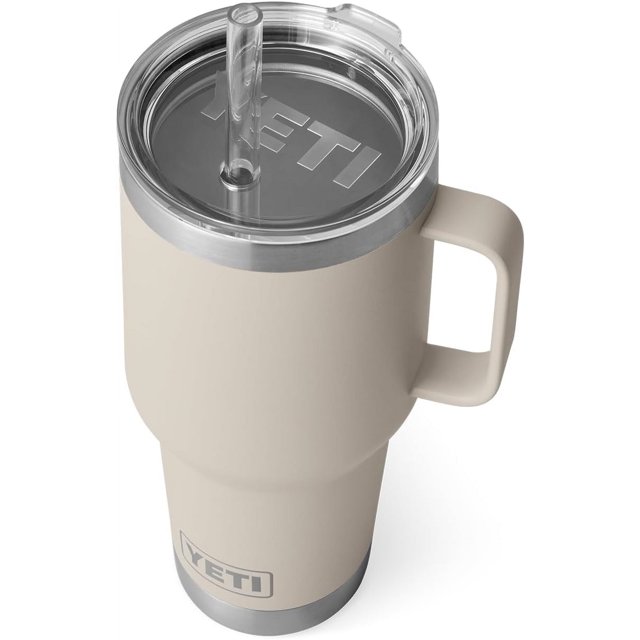 YETI Rambler Tasse en Paille 35 oz, Isolée sous Vide, Acier Inoxydable, Cape Taupe