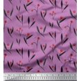 thumbnail image 1 of Soimoi Purple Velvet Fabric Red Berries & Leaves Print Sewing Fabric Yard 58 Inch Wide, 1 of 3