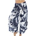 thumbnail image 2 of Snoarin Summer Plus Size Womens Plus Size Capris Women's Casual Pants With Eastic Waist, Solid Color Splashed Ink Print, Tie Dyed Ink, Seven Point Loose Wide Leg Pants Trousers for Women on Clearance, 2 of 4