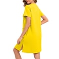thumbnail image 3 of Peignoirs à Fermeture Éclair pour Femmes, Robe de Chambre Légère à Manches Courtes Longueur Genou, Couleur Unie, avec Poches, Nuisette Robe de Nuit Jaune TG, 3 of 6