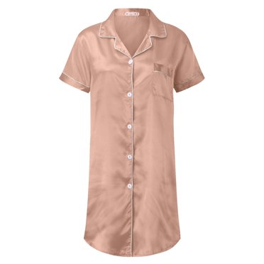 2025 Women Sleepwear Satin Nightgown Cute Night Dresses for Women Sleep Mini Slip Chemise Short Cotton Night Gowns Short Sleeved Nightwear Nightgowns for
