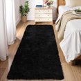 thumbnail image 2 of HOMERRY Plush Polyester Shag Area Rug 2'x 8' Fluffy Runner Rug Plush Decorative Runner Rug for Indoor Home Floor Carpet, Black, 2 of 2