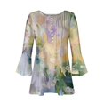 thumbnail image 5 of Blouses pour Femmes, T-shirt Imprimé Mode Manches 3/4 Blouse Col en V Hauts Décontractés, 5 of 5