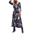 thumbnail image 1 of Fridja Robe Maxi Vintage Bohème en Chiffon à Manches Longues Imprimé Léopard pour Femmes, 1 of 6