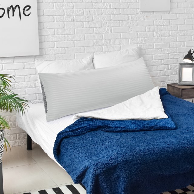 PiccoCasa Microfiber Body Striped Pillowcase Soft Durable Light Gray 20" x 60"
