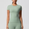 thumbnail image 2 of Yuyuzo Womens Workout Tops Short Sleeve Yoga Running Cropped Basic Tees Crewneck Athletic Tight T Shirts, 2 of 6