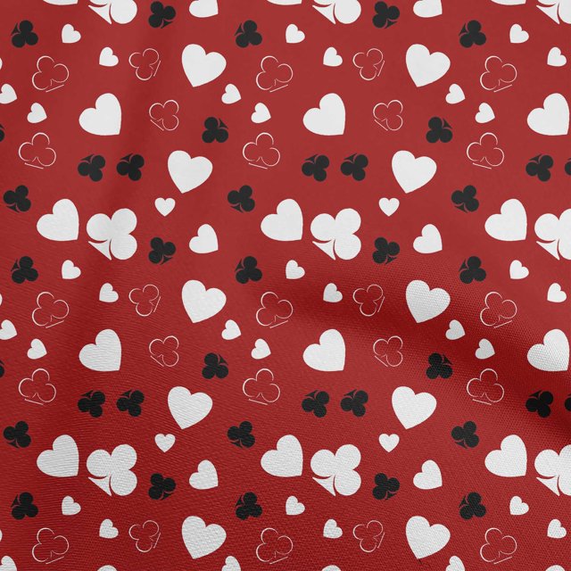 oneOone Cotton Jersey Red Fabric Poker Card Sewing Craft Projects Fabric Prints By Yard 58 Inch Wide