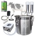 thumbnail image 1 of Hantop 6L Cow Milking Machine, Rechargeable Battery Powered Speed Adjustable Pulsating Vacuum Pump, 304 Stainless Steel Milk Bucket with Auto Stop Check Valve Cow Milker Machine (Pro Model), 1 of 2